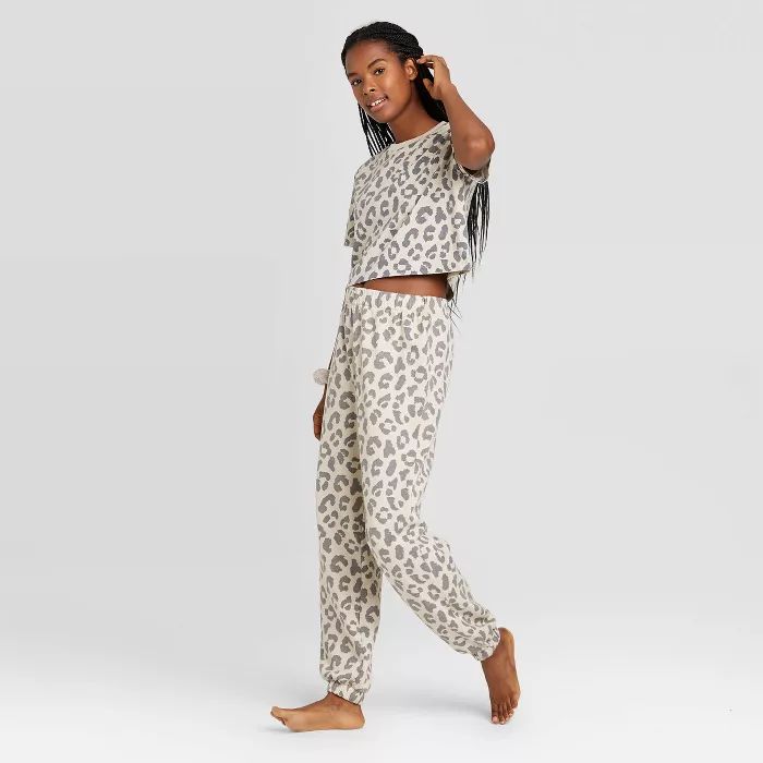 Women's T-Shirt and Fleece Joggers Pajama Set with Scrunchie - Colsie™ | Target