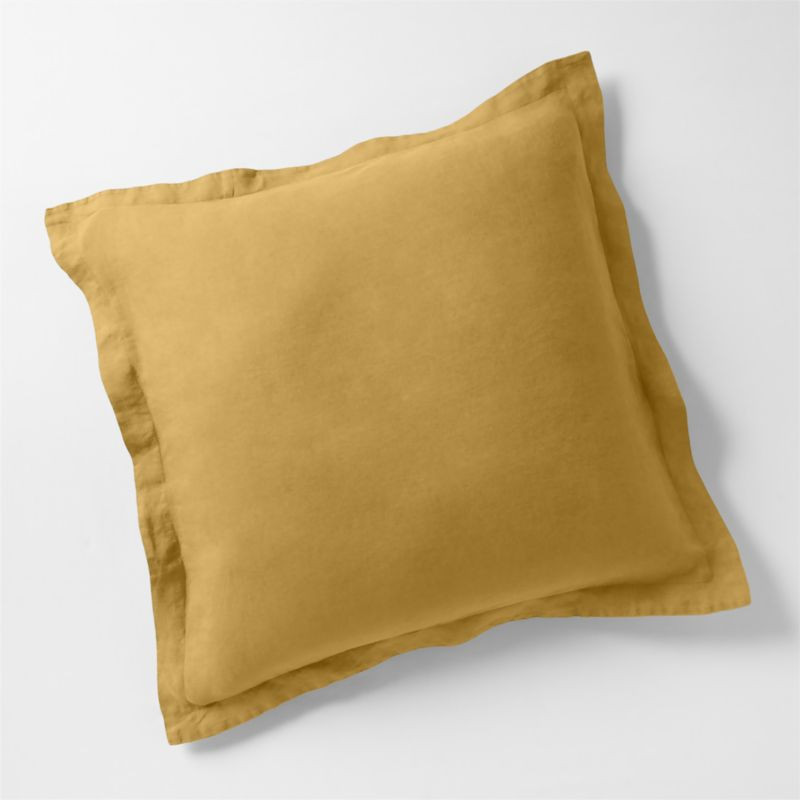 Natural Hemp Fiber Savannah Yellow Euro Pillow Sham Cover + Reviews | Crate & Barrel | Crate & Barrel