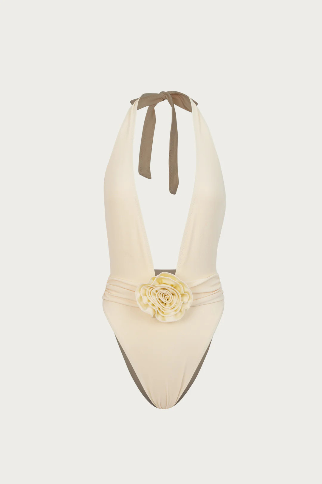 Rosette V One Piece (Faux Suede Cream/Cream) | SAME