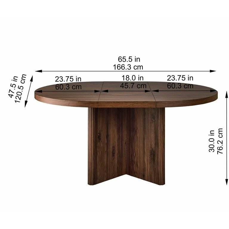 Better Homes & Gardens Lillian Fluted Round Expandable Dining Table, Walnut Finish | Walmart (US)