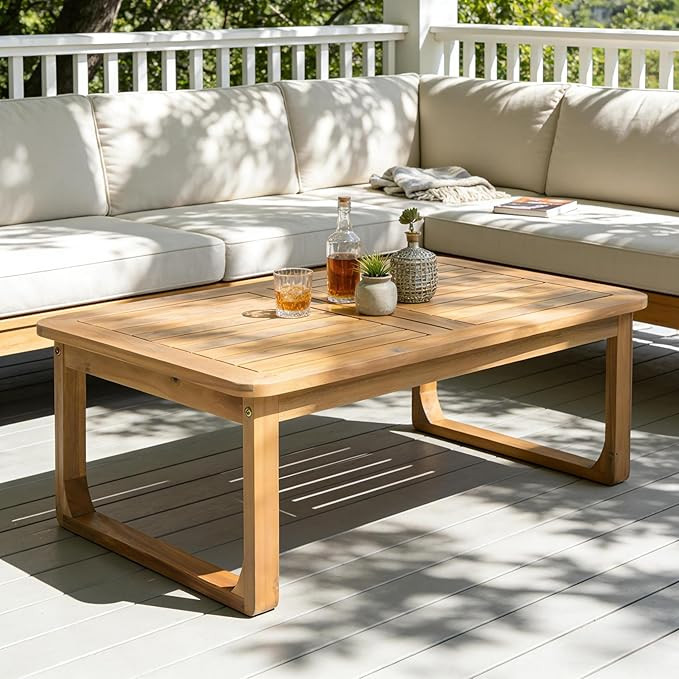 Amazon.com: Christopher Knight Home Lebat Patio Acacia Wood Coffee Table, Solid Wood Outdoor Tabl... | Amazon (US)