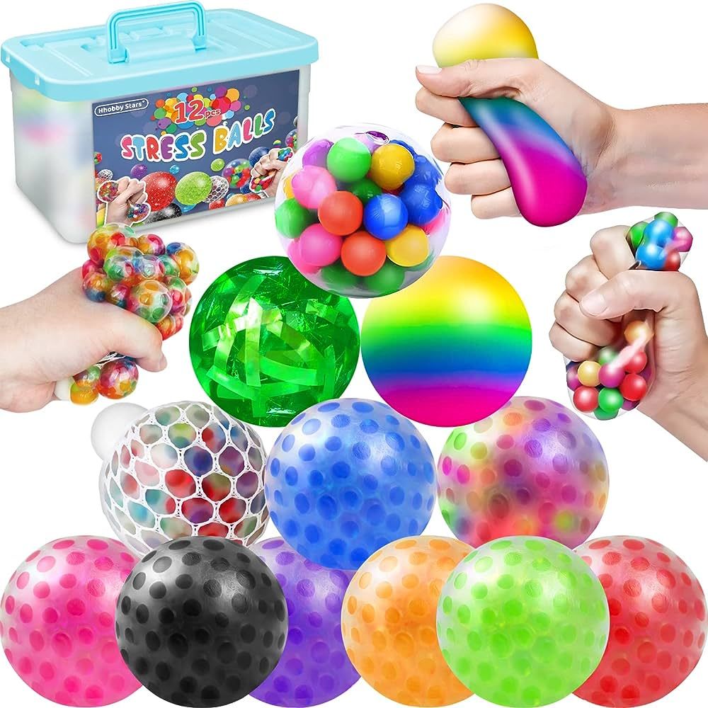 12 Pack Fidgets Stress Balls for Kids Adults, Squishies Ball Toys Pack, Stress Relief Sensory Str... | Amazon (US)