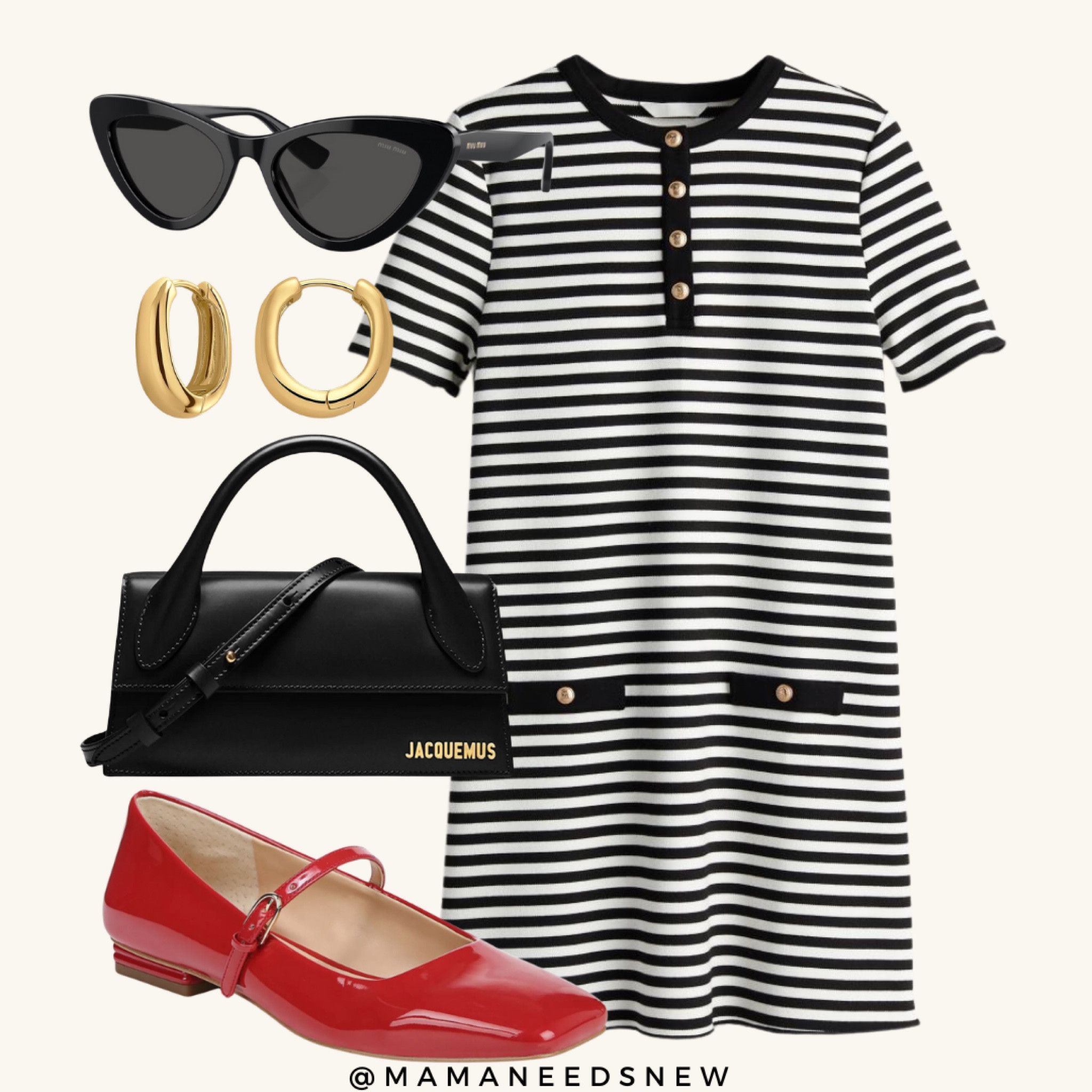 A summer outfit featuring a striped a line mini dress paired with red ballet flats ❤️ 

#LTKSaleAlert #LTKItBag #LTKSeasonal