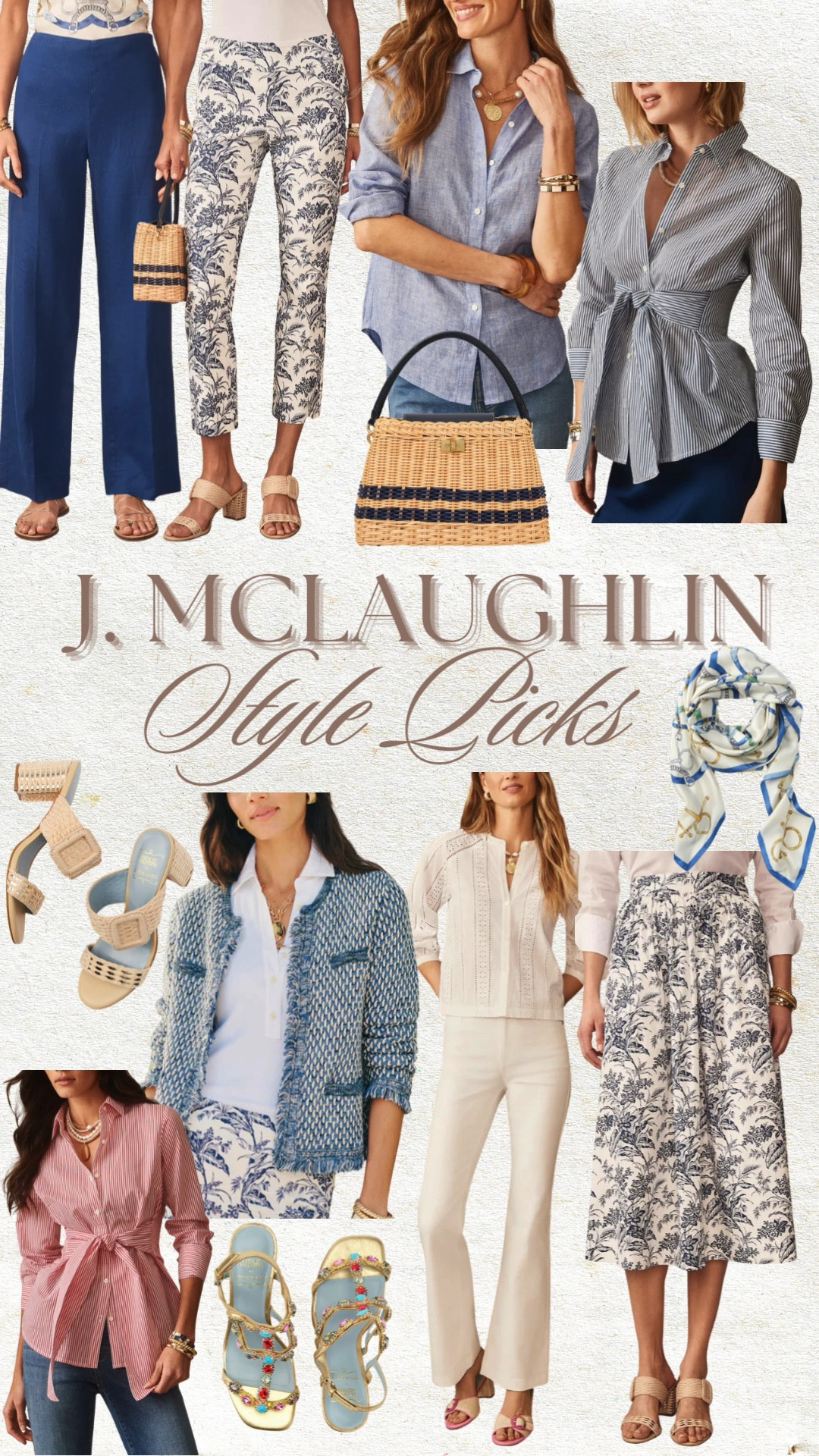 Classic coastal style from J.McLaughlin featuring timeless blue and white prints, tailored trousers, lightweight button downs, and chic woven accessories. These elevated everyday outfits are perfect for spring to summer dressing, whether you’re heading to work, brunch, or on vacation.

Easy, polished, and effortlessly put together.

[jmclaughlin, j mclaughlin style, coastal style outfits, blue and white outfit ideas, classic spring outfits, chic summer outfits, preppy outfits women, tailored trousers outfit, button down styling, woven bag outfit, vacation outfit ideas, elevated everyday style]

#LTKmomlife #LTKOver40 #LTKTravel