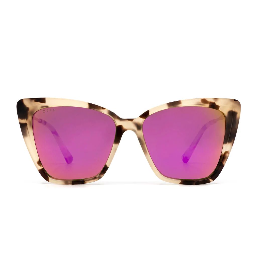 BECKY II - CREAM TORTOISE + PINK MIRROR SUNGLASSES | DIFF Eyewear