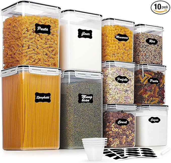 Vtopmart 10 PCS Flour and Sugar Storage Container, Large Airtight Food Storage Containers with Li... | Amazon (US)