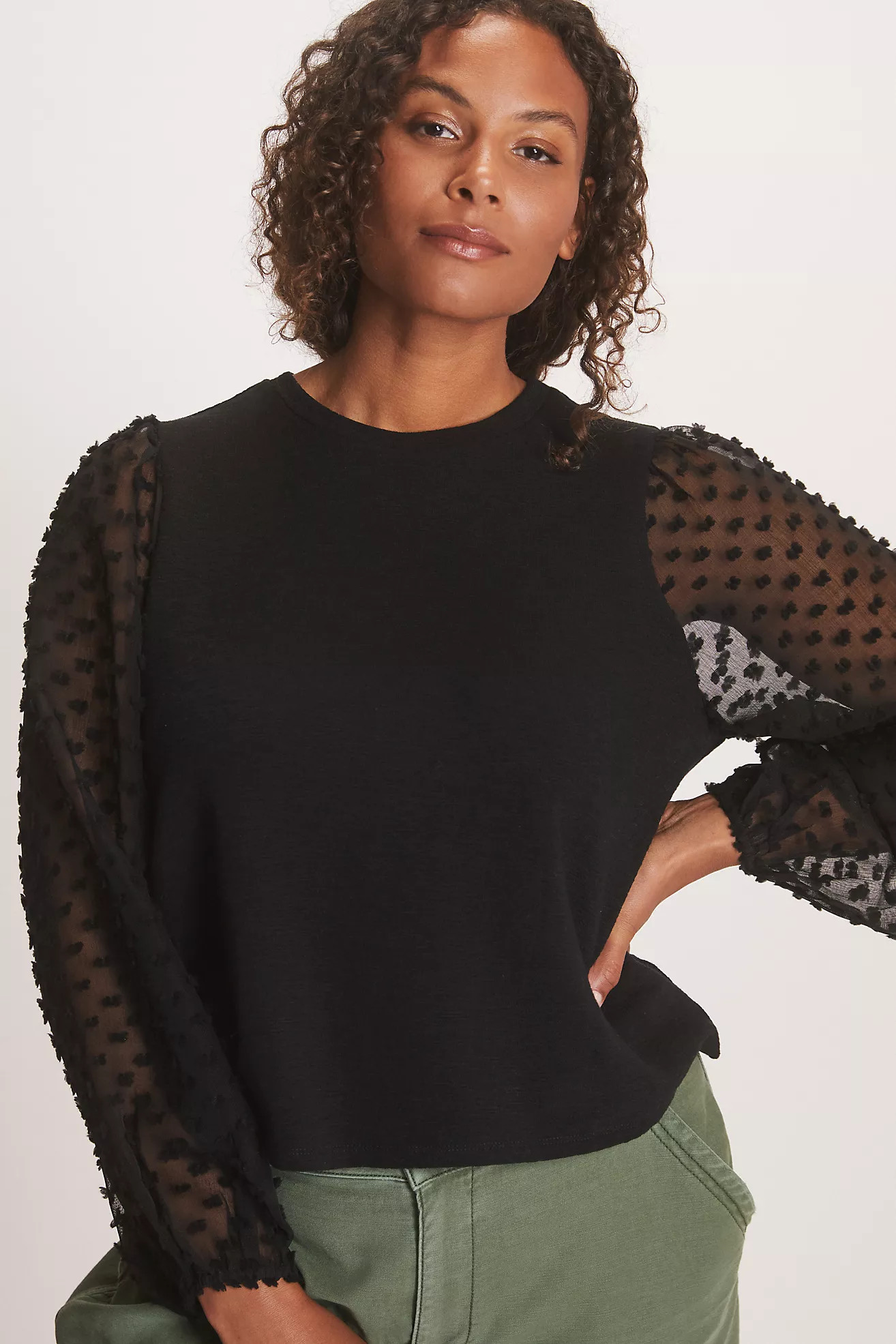 Maeve Textured-Sleeve Top | Anthropologie (US)