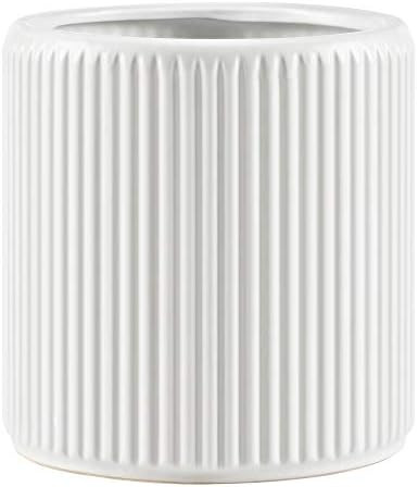 SONGMICS Ceramic Flower Pot, 10-Inch Vertical Striped Plant Pot, Planter with Drainage Hole, Remo... | Amazon (US)