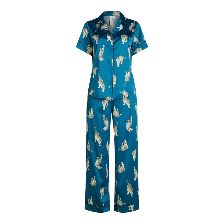 Joyspun Women’s Satin Top and Pants Pajama Set, 2-Piece, Sizes XS-3X | Walmart (US)