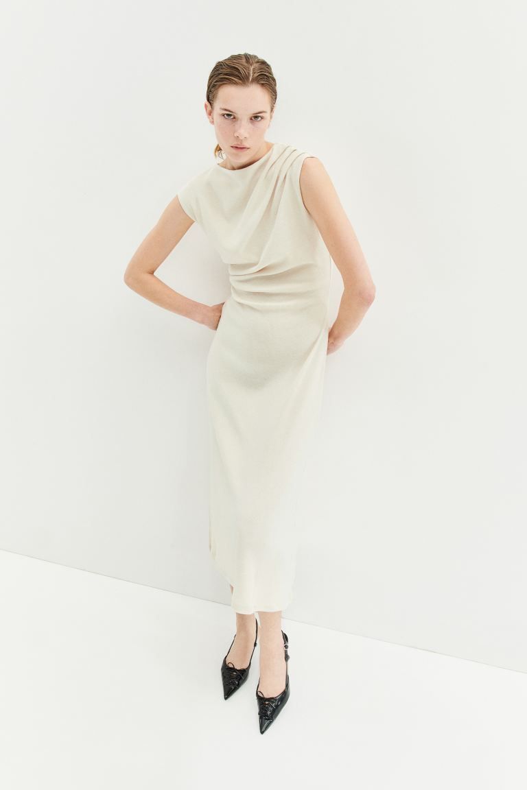 Draped Jersey Dress - Cream - Ladies | H&M US | H&M (US + CA)