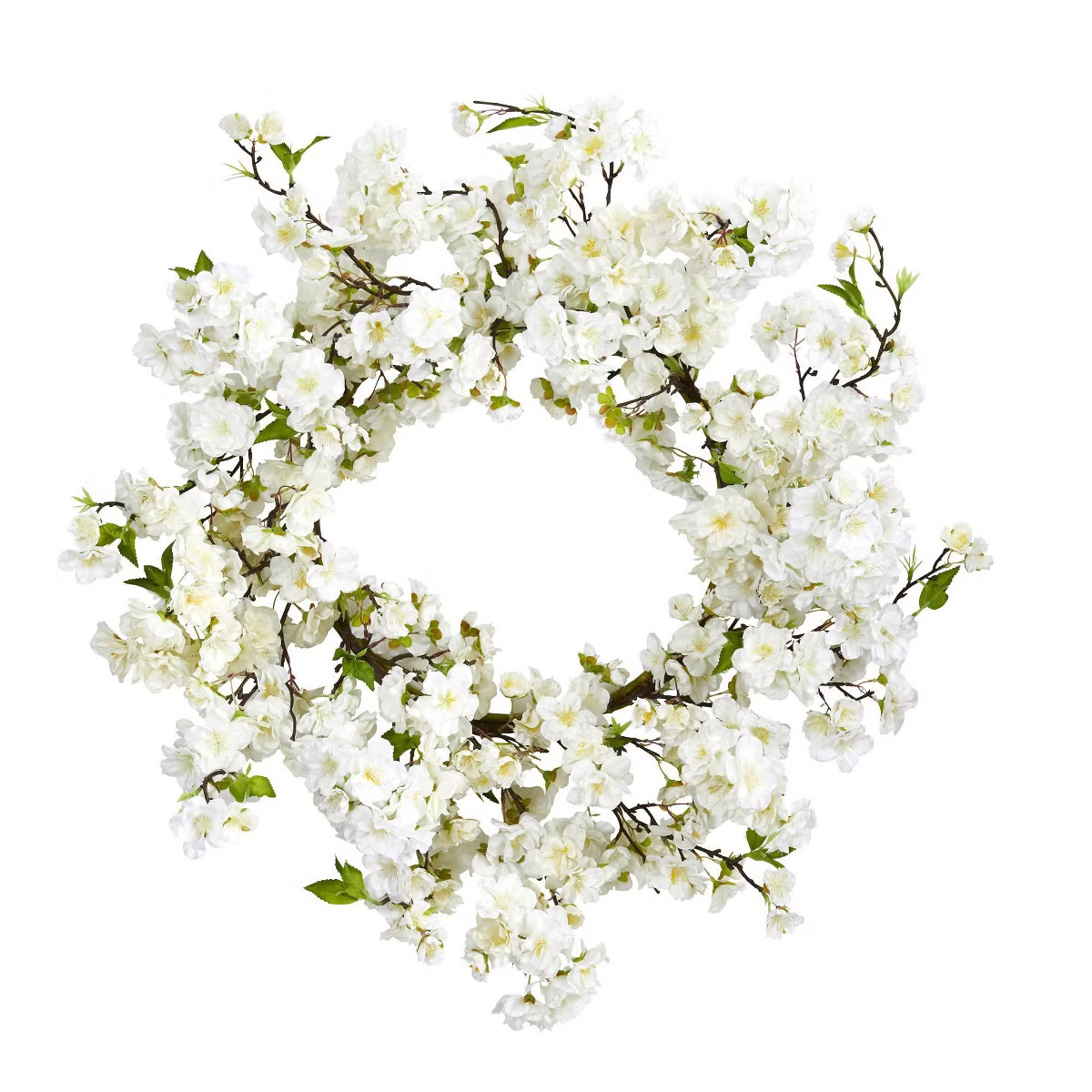 Nearly Natural 24" Artificial Cherry Blossom Wreath: Faux Floral Spring Decor for Indoor Use, Unl... | Target