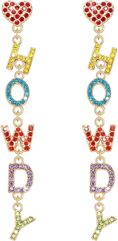 Western Earrings For Women Rodeo Cowgirl Dangle Earrings ,Sparkly Rhinestone Crystal Disco Cowb... | Amazon (US)