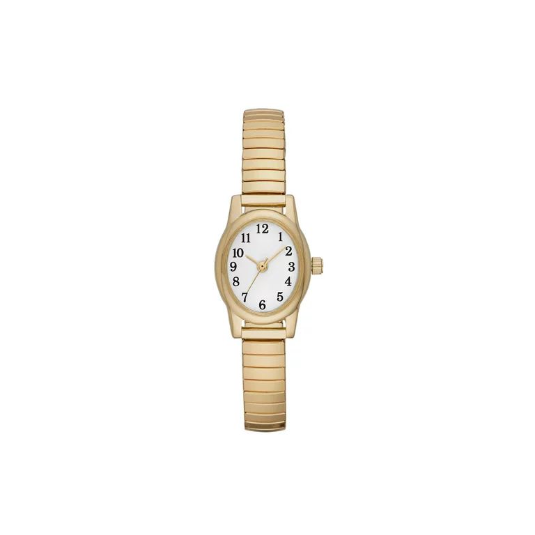 Time and Tru Women's Gold Tone Oval Watch with Expansion Strap | Walmart (US)