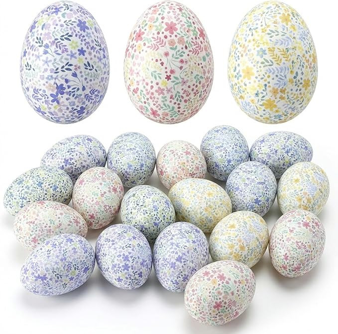 24 Pcs Floral Easter Eggs Bulk Foam Pastel Easter Eggs and Vase Filler Home Trays Basket Vase Bow... | Amazon (US)