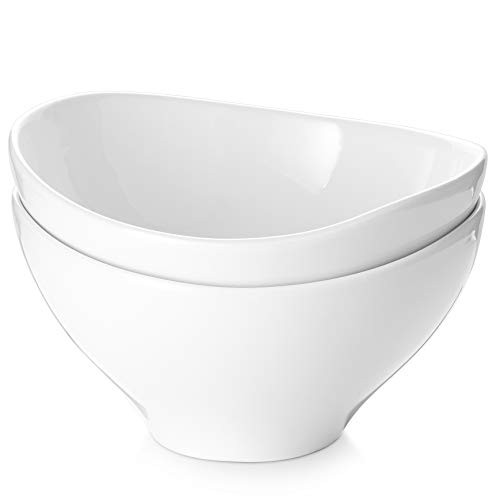 DOWAN Salad Bowls, 45 Oz Ceramic Large Serving Bowls, White Deep Bowl Set for Salad, Pasta, Ramen, P | Amazon (US)