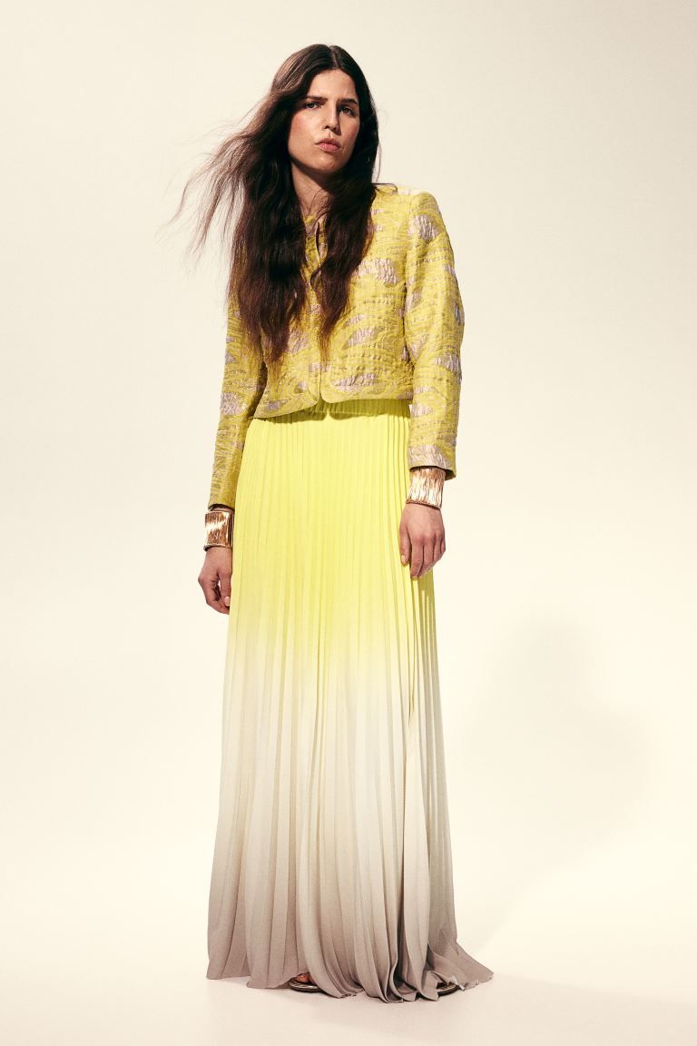 Long Pleated Skirt - Yellow/ombre - Ladies | H&M US | H&M (US + CA)