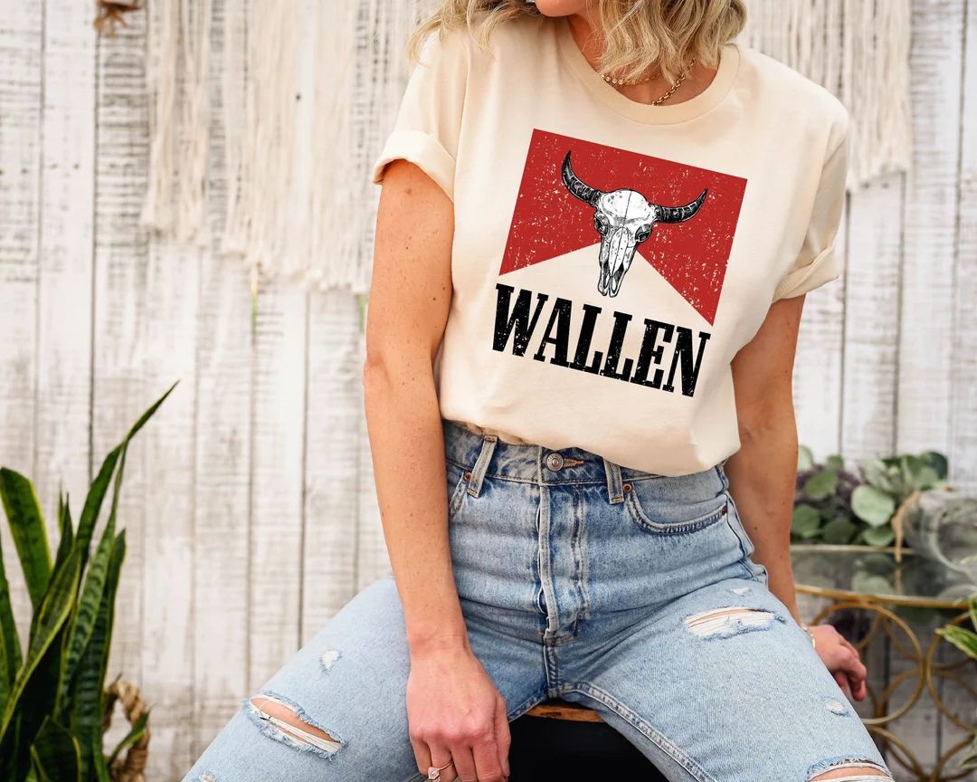 Wallen Bullhead Shirt , Cowboy Wallen Comfort Colors, Wallen Western T-Shirt, Country Music Shirt... | Etsy (US)