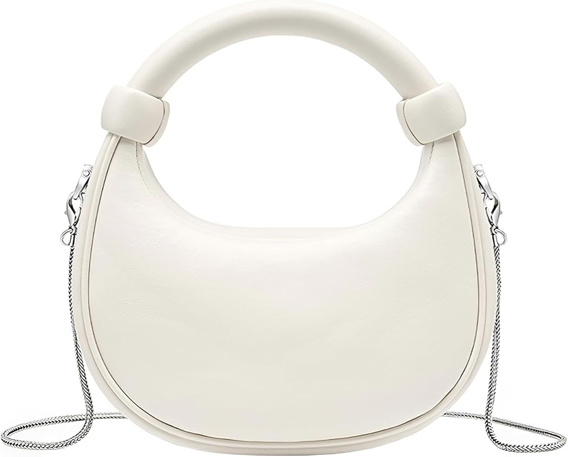 Womens Shoulder Bags Genuine Leather Tote Handbag Small Clutch Purse with Zipper Crescent Bag Adj... | Amazon (US)