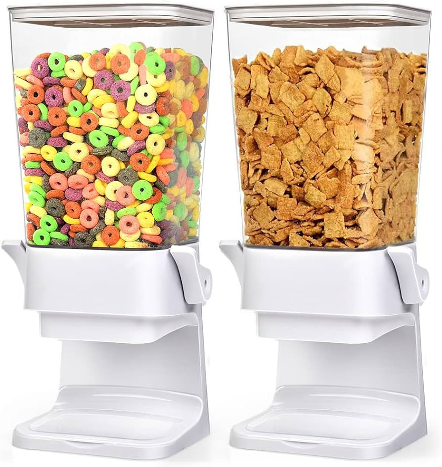 Double Cereal Dispenser Countertop Large Cereal Containers Storage Dispenser For Pantry Dry Food ... | Amazon (US)