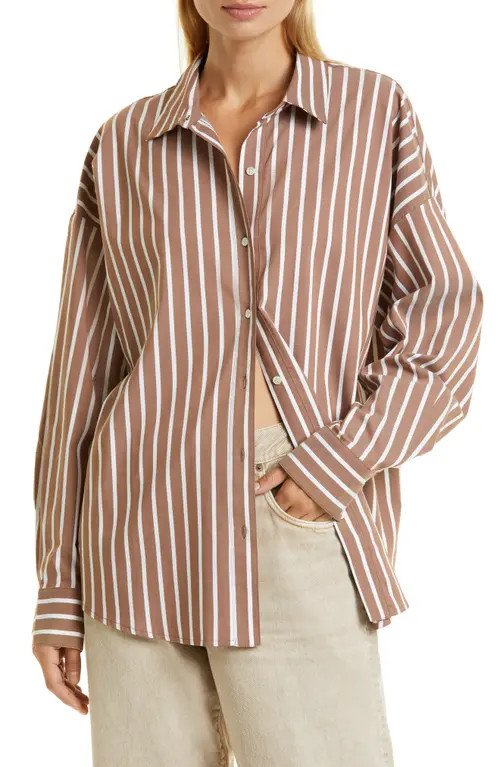 Favorite Daughter Ex-Boyfriend Button-Up Shirt in Wide Stripe at Nordstrom, Size X-Small | Nordstrom