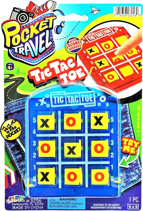 JA-RU Portable Tic Tac Toe (1 Pack) Classic Mini Board Games for Kids. Pocket Travel Size. Party ... | Amazon (US)