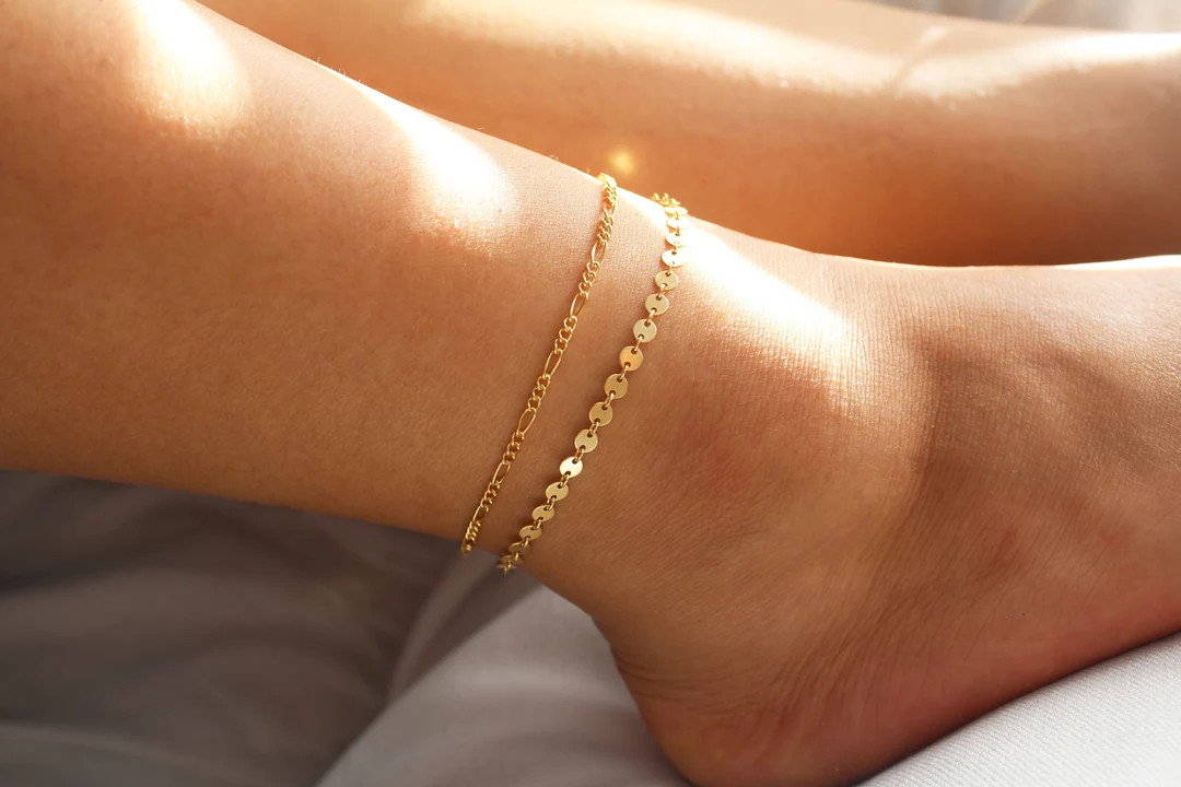 Gold Anklet, Gold Figaro Anklet, Gold Filled Anklet, Anklet Bracelet, Dainty Gold Anklet, Figaro ... | Etsy (US)