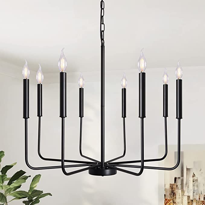 Farmhouse Chandelier 8 Light Rustic Industrial Candle Ceiling Light Fixture for Dining Room Livin... | Amazon (US)
