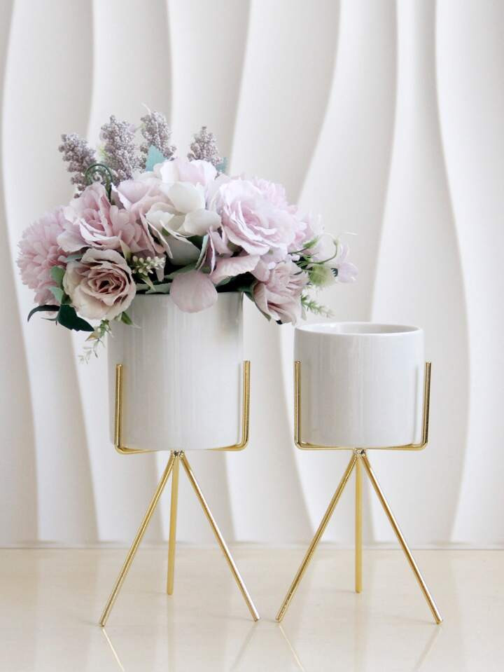 1pc Porcelain Flower Vase, Modern White Vase For Flower And Home Decor | SHEIN
