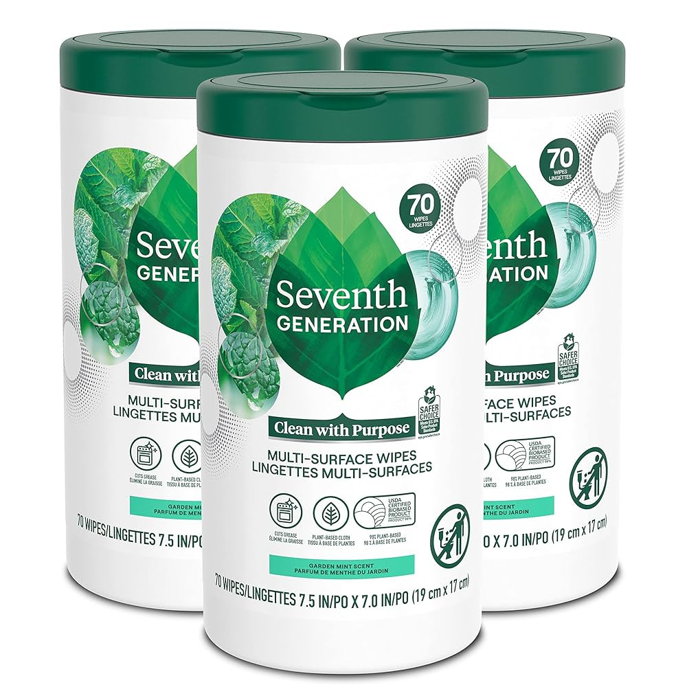 Seventh Generation Multi Purpose Wipes All Purpose Cleaning Garden Mint scent with 100% Essential... | Amazon (US)