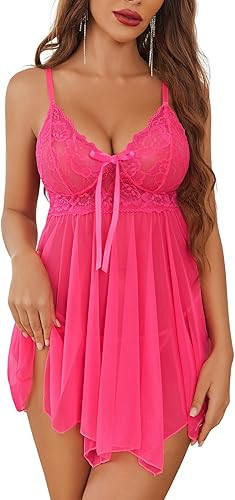 Avidlove Women Lingerie Babydoll Lace Nightgown Mesh Chemise Boudoir Nighty Teddy Lingerie | Amazon (US)