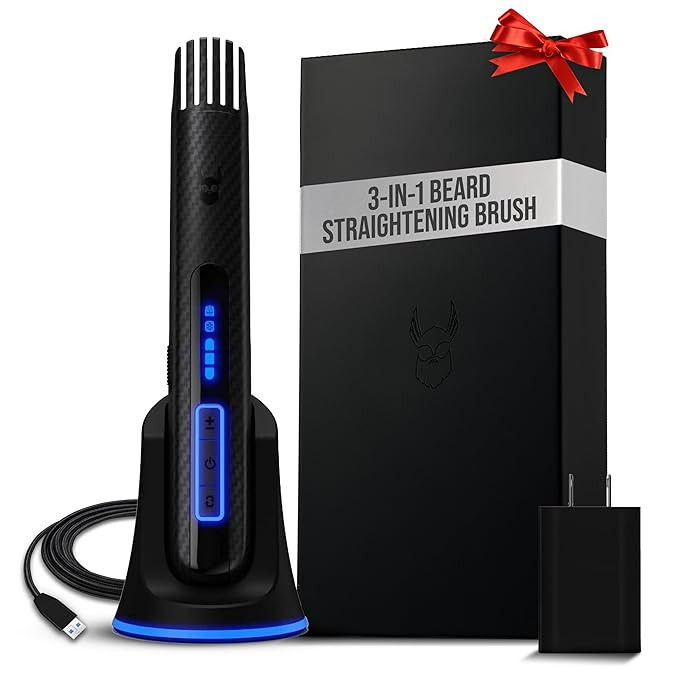The Beard Struggle Carbon X Heated Beard Brush, Cordless Beard Straightener for Men with Adjustab... | Amazon (US)