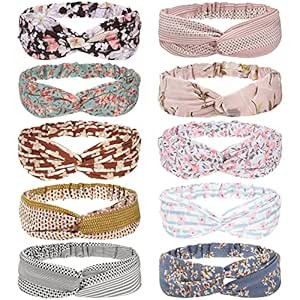 Folora 10pcs Multicolored Twisted Criss Cross Elastic Headbands Soft Chiffon Floral Bohemian Hair... | Amazon (US)