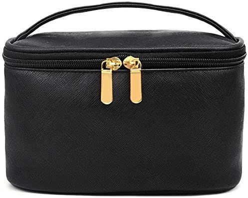 Makeup Bag,365park Travel Cosmetic Case Organizer Bag with Brush Holder Wonderful Gift Z005 Black | Amazon (US)