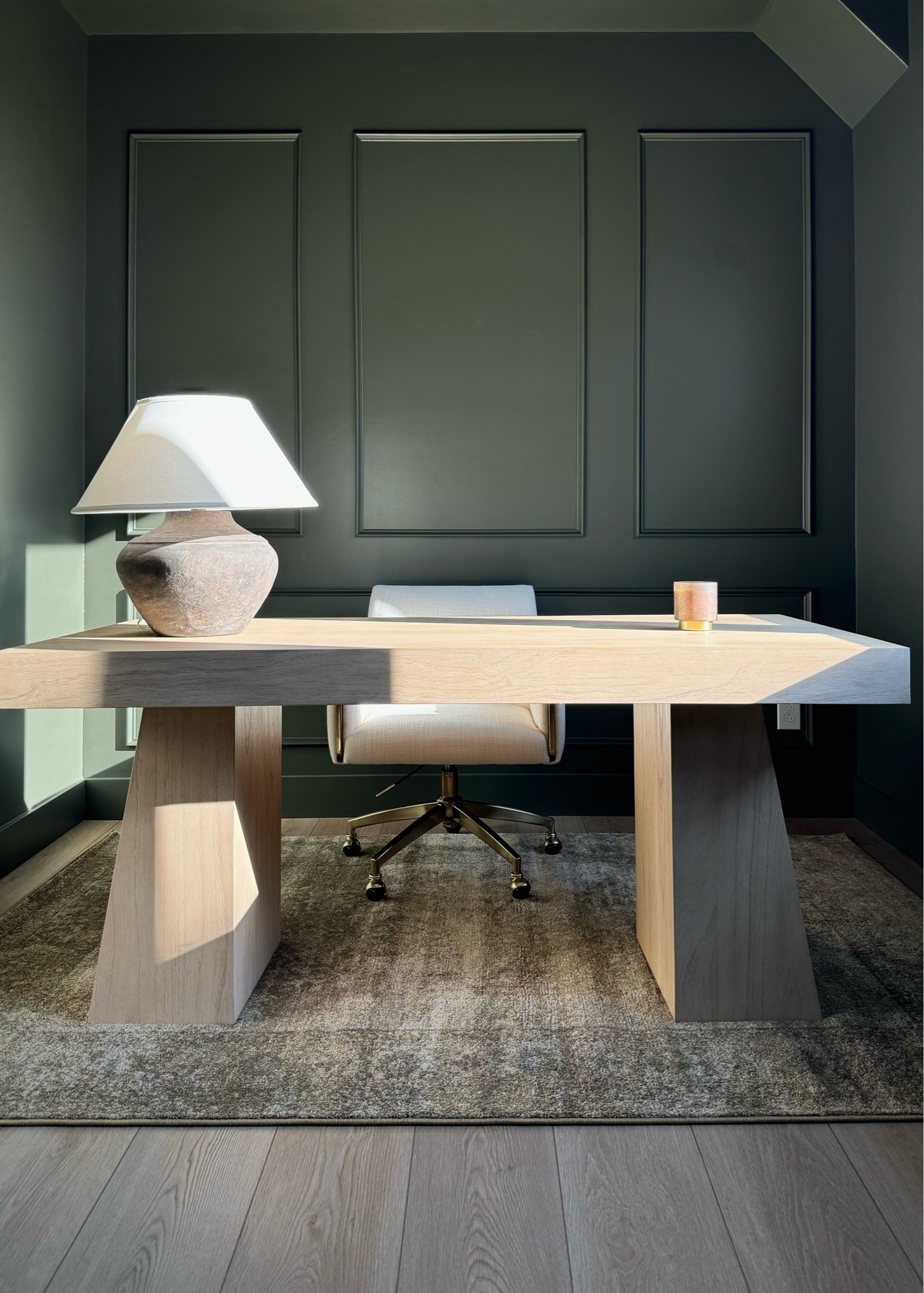 My home office desk is finally 20% off! I love the shape, wood tone, and that it’s substantial. There’s a center drawer on the chair side

#LTKHome #LTKSaleAlert