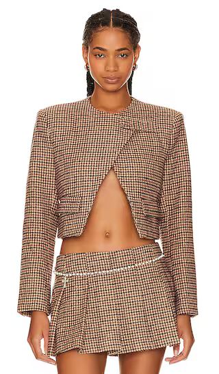 Catalina Cropped Jacket in Brown Plaid | Revolve Clothing (Global)