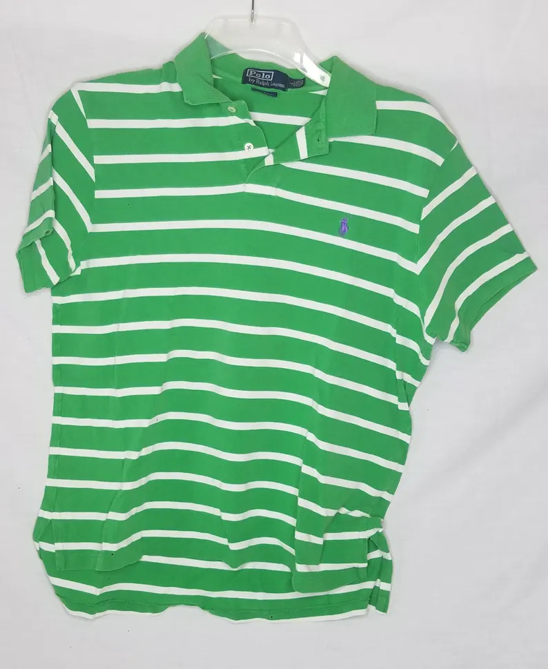 Polo by Ralph Lauren Green Stripe Collar Vintage L Mens Shirt - Etsy | Etsy (US)