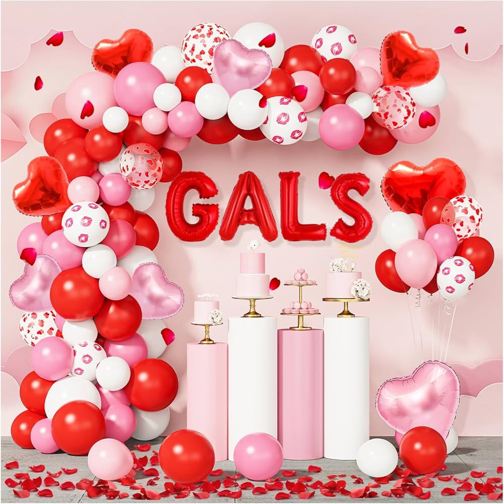 Amandir 263PCS Galentines Day Balloon Arch Garland Kit, Gals Foil Balloons Red Pink White Confett... | Amazon (US)