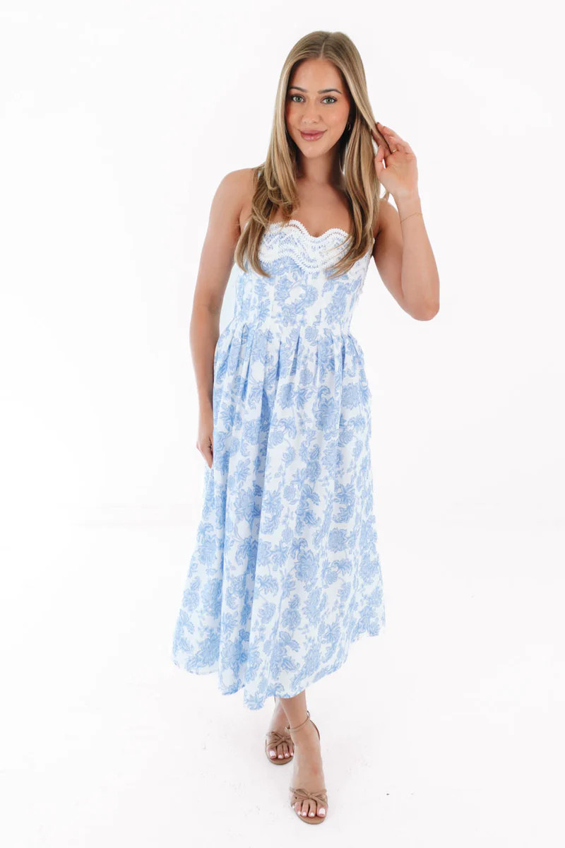 Caught My Eye Midi Dress - Blue | The Impeccable Pig