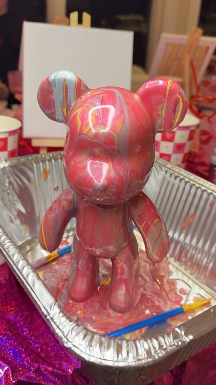 Such a cute activity to do with your girls on galentines 🎀Bearbrick  🧸🐻#galentines #party #partydecor #event #partydecor #diyproject #galentinesactivity 

#LTKHome #LTKValentine #LTKdayinmylife