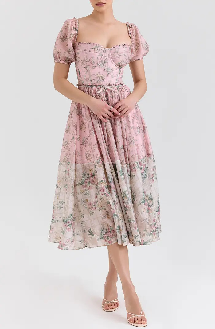 HOUSE OF CB Penelope Floral Puff Sleeve Corset Maxi Dress | Nordstrom | Nordstrom
