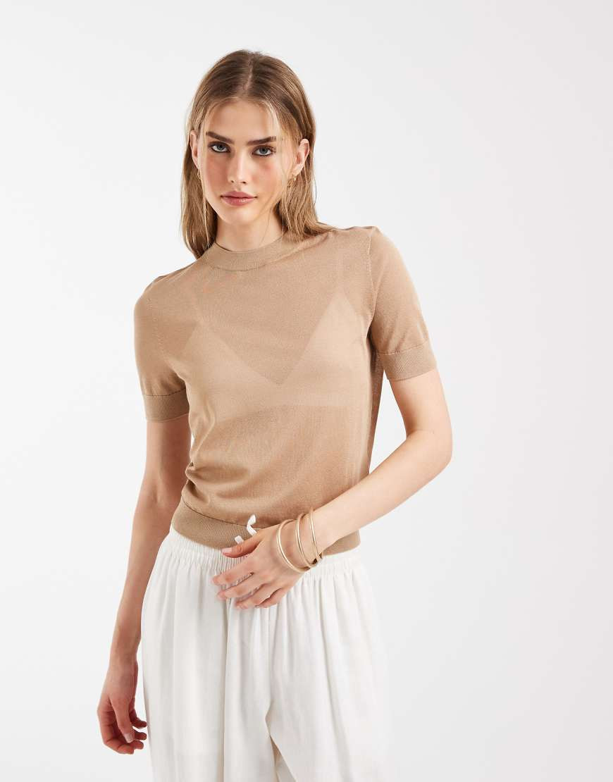 & Other Stories sheer lightweight knit top in beige-Neutral | ASOS (Global)