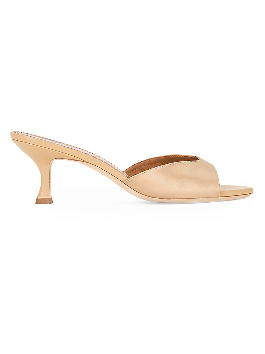 Women's Brigitte 55MM Satin Mules - Camel - Size 6.5 | Saks Fifth Avenue