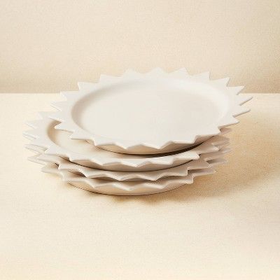 10" 4pk Stoneware Pointed Sun Dinner Plates White - Opalhouse™ designed with Jungalow™ | Target