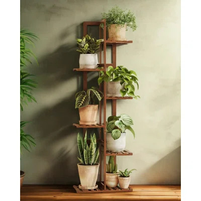 6-Tier Bamboo Plant Stand For Indoor And Outdoor Use - Space-Saving Corner Shelf For Multiple Plants In Living Room, Bedroom, Balcony, Or Garden | Wayfair North America