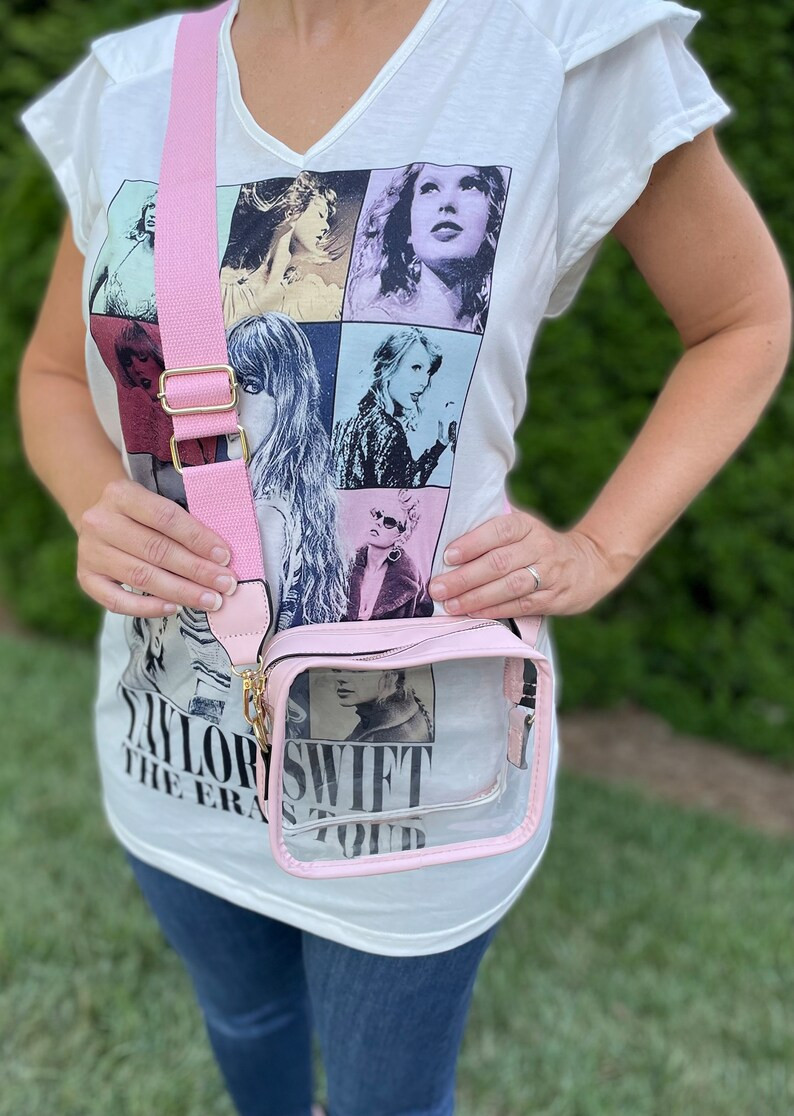 Clear Pink Stadium Bag Clear Crossbody Concert Bag Clear Purse Bag Football Game Bag Purse - Etsy | Etsy (US)