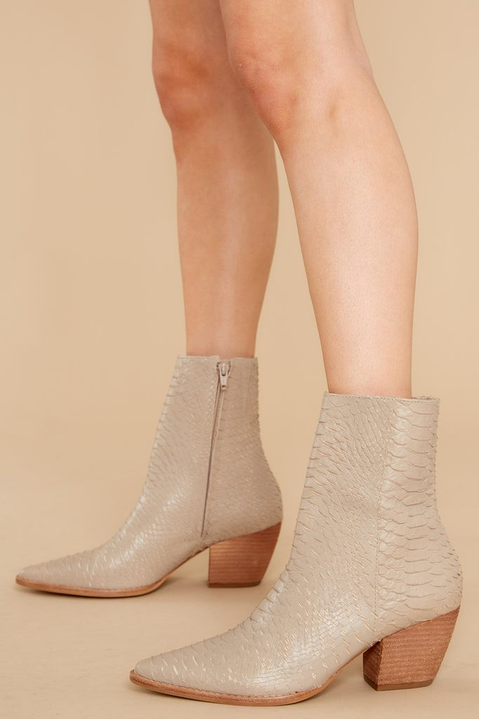 Caty Taupe Snake Ankle Boots | Red Dress 