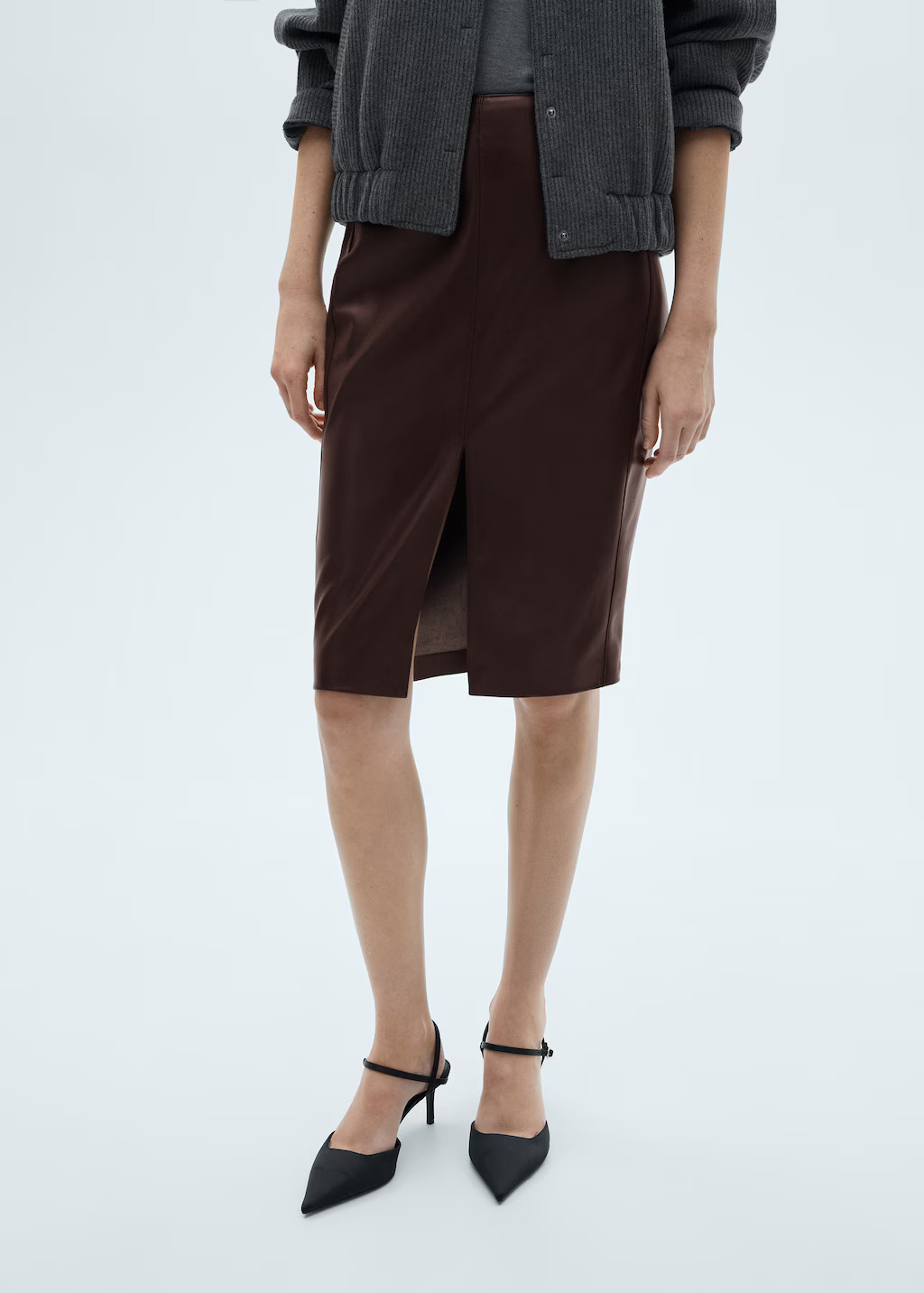 Leather-effect pencil skirt - Women | MANGO USA | Mango (US/MX/AU)