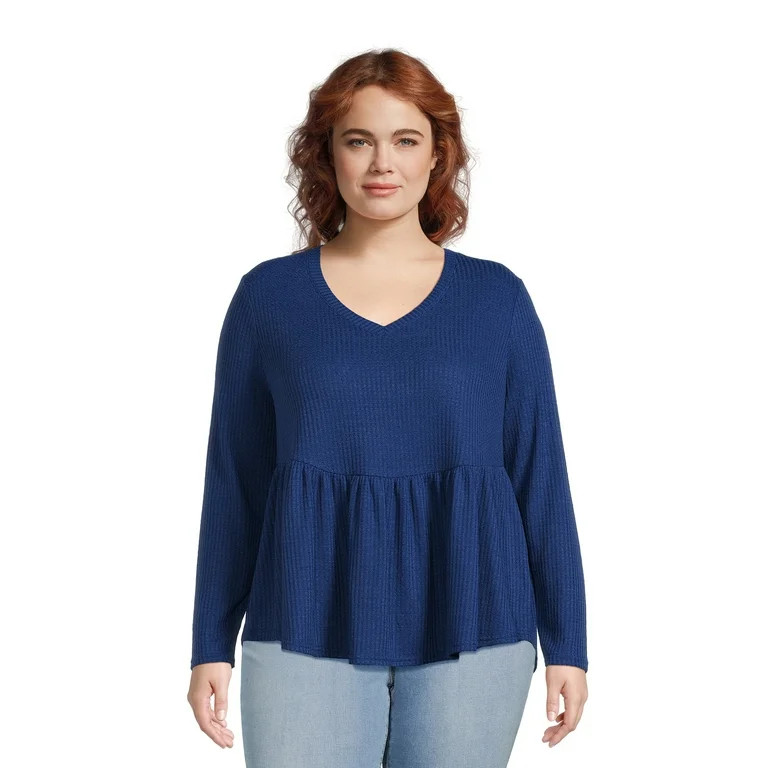 Terra & Sky Women’s Plus Size Waffle Swing Top, Sizes 0X-5X | Walmart (US)