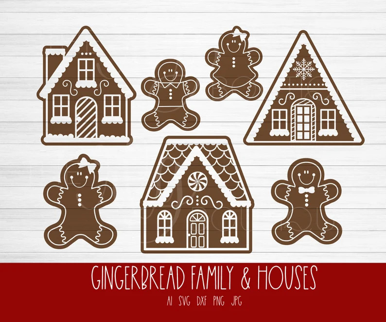 Gingerbread Family and Gingerbread Houses SVG Bundle - Gingerbread House Design - Christmas Cricu... | Etsy (US)