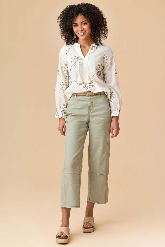 Cropped Green Barrel Jeans | Cato Fashions
